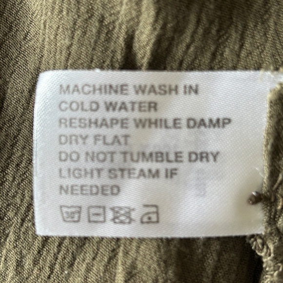 Ladies Army Green Boho Embroidered Top ORVIS Short Sleeve - Picture 5 of 9